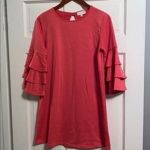 Simply Southern Hot Pink Ruffle Sleeves Blouse